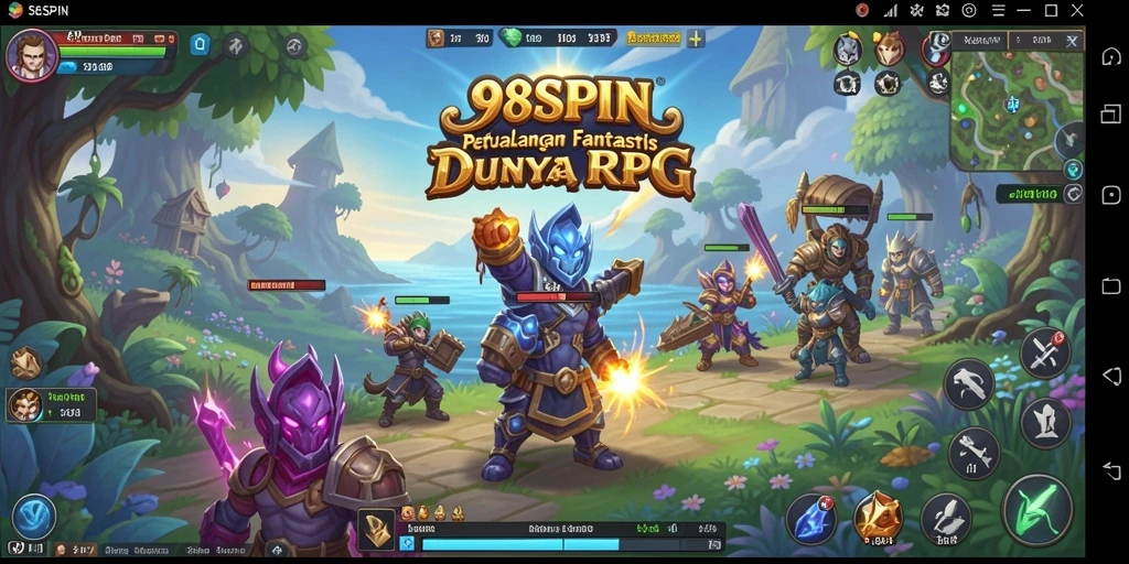 Tampilan gameplay RPG yang menarik dan epik dalam 98SPIN.