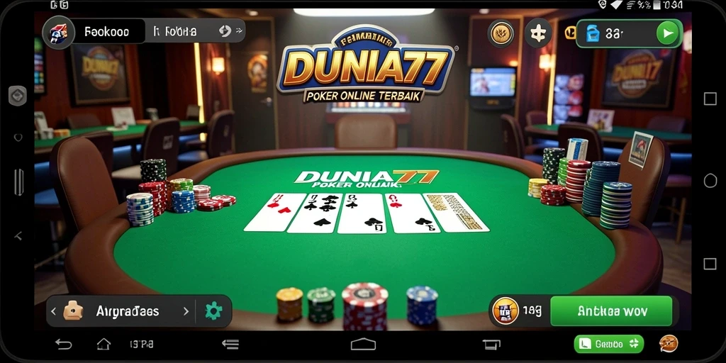 Tampilan gameplay DUNIA77 yang menarik saat bermain Poker.