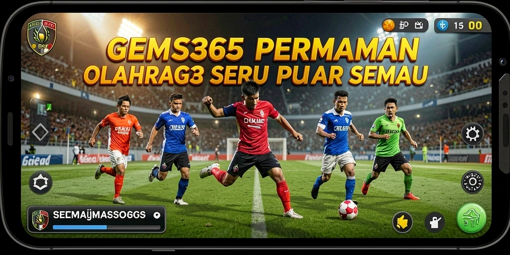 Tampilan screenshot GEMS365 menampilkan aksi seru dalam permainan olahraga.