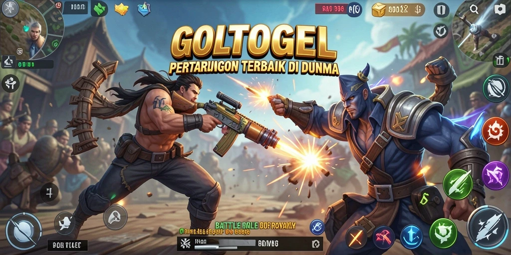 Screenshot yang menunjukkan aksi seru dalam GOLTOGEL Battle Royale.