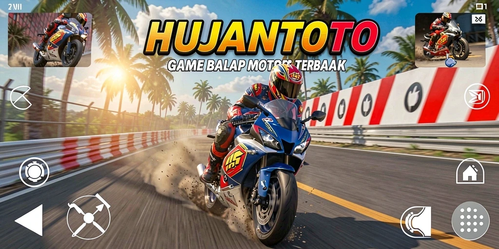 Gameplay seru dan mendebarkan dari HUJANTOTO dengan motor balap di lintasan.