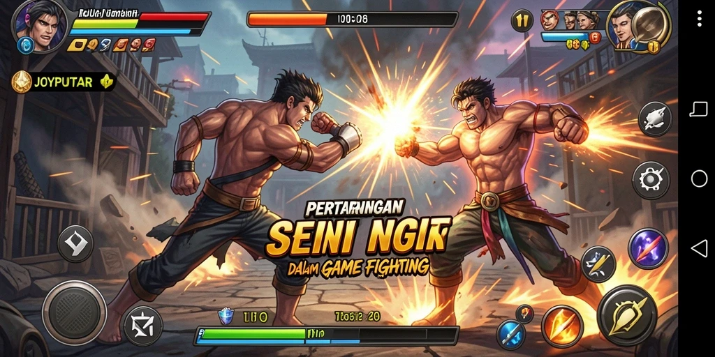 Tampilan aksi seru dalam pertarungan <strong>JOYPUTAR</strong> dengan karakter unik.