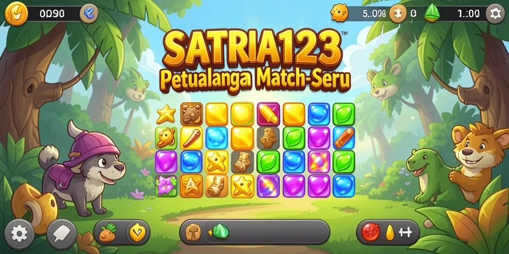 Screenshot SATRIA123 menampilkan aksi seru dalam game Match-3.