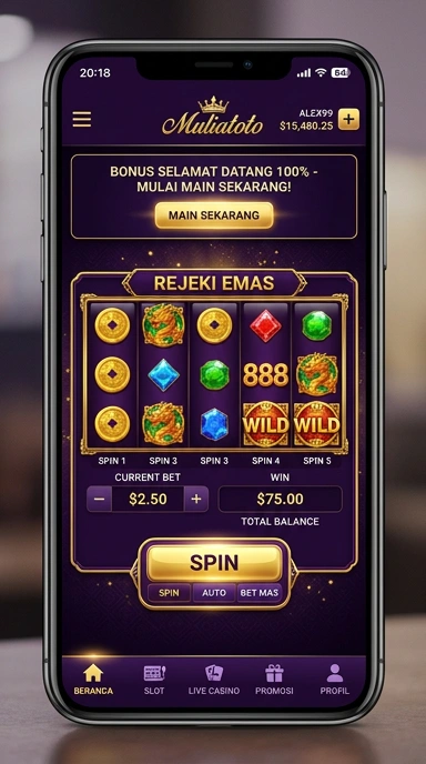 Tampilan utama Muliatoto dengan berbagai kategori aplikasi.